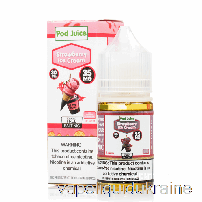 Vape Liquid Ukraine Strawberry Ice Cream - Pod Juice - 30mL 55mg